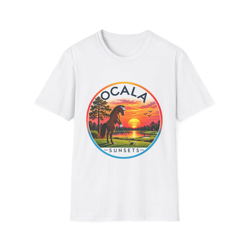 Ocala Sunsets Horse T-Shirt | Florida Sunset Retro Circle Design